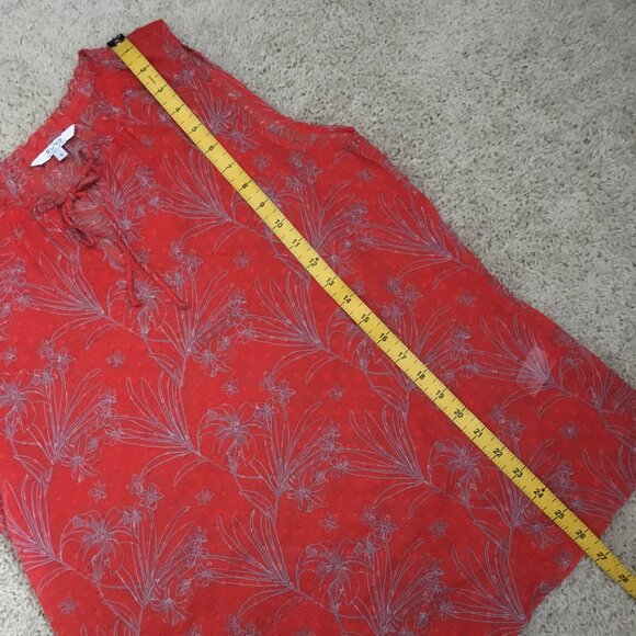 ALFRED SUNG Orange and Grey Floral Voile Sleeveless Tie Up Blouse - Picture 14 of 14